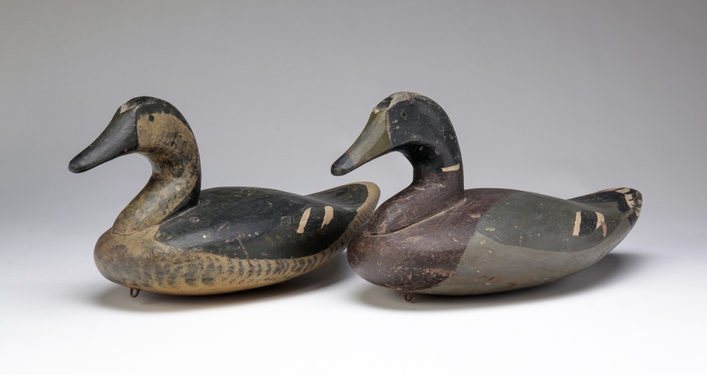TWO LOUISIANA MALLARD DECOYS.