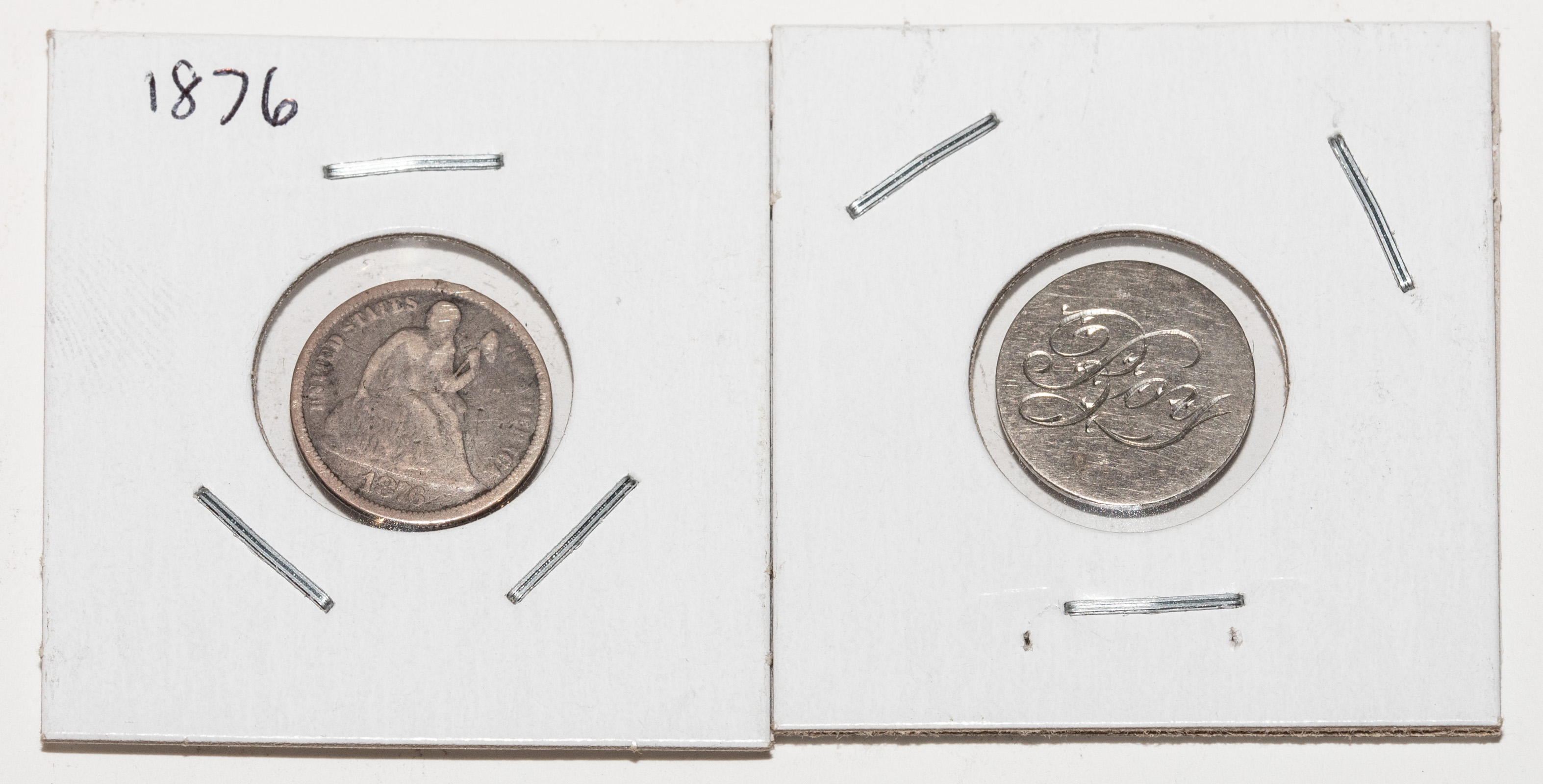 TWO LOVE TOKENS 1889 DIME & THREE