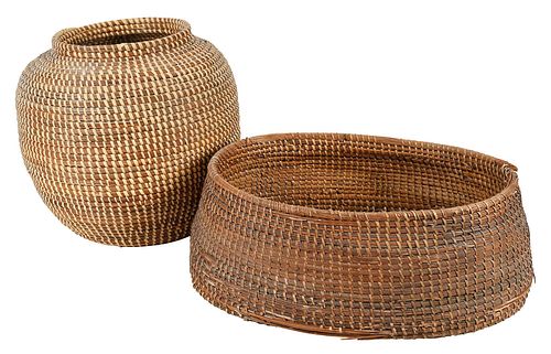 TWO LOW COUNTRY SWEETGRASS BASKETS,