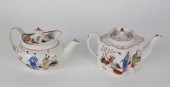 TWO LOWESTOFT PORCELAIN TEAPOT