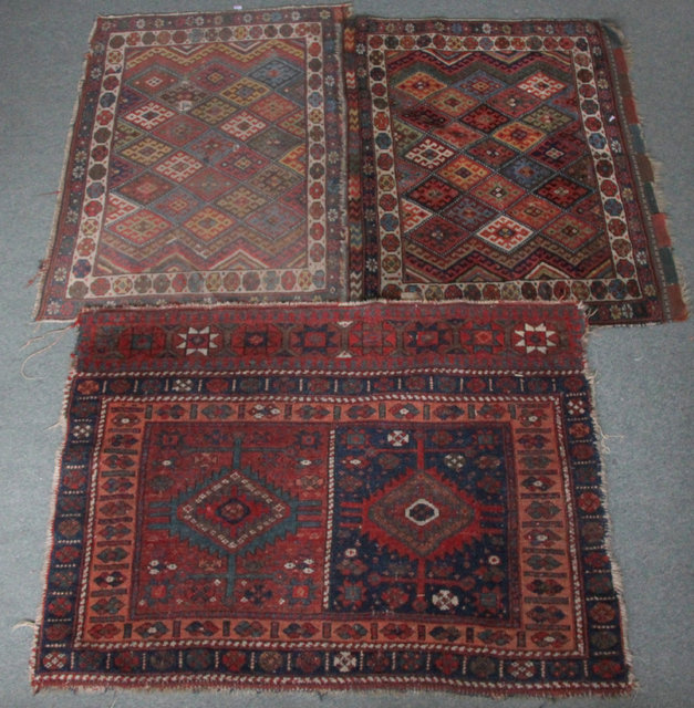 Two lozenge patterned prayer mats