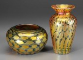 Two Lundberg art glass vases,