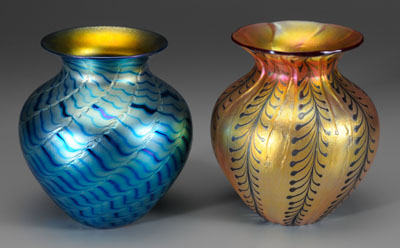 Two Lundberg art glass vases: one