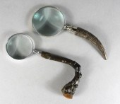 TWO MAGNIFYING GLASSES, 20TH C