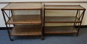 TWO MAHOGANY AND CANE THREE-TI