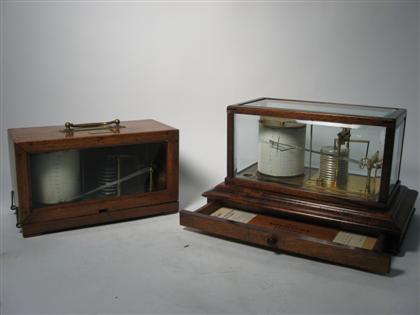 Two mahogany and glass case table