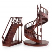TWO MAHOGANY ARCHITECT'S MODEL