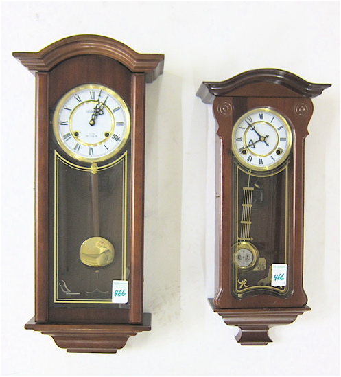 TWO MAHOGANY CASE WALL CLOCKS