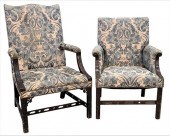 TWO MAHOGANY CHIPPENDALE UPHOL