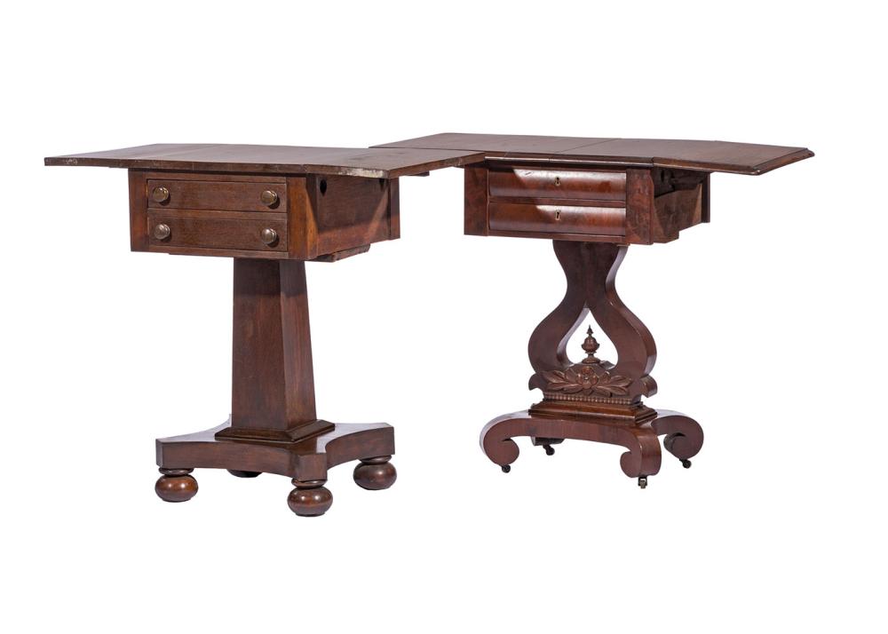 TWO MAHOGANY DROP-LEAF WORK