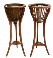 TWO MAHOGANY FERN OR PLANT STA