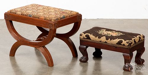 TWO MAHOGANY FOOTSTOOLS EARLY, 20TH