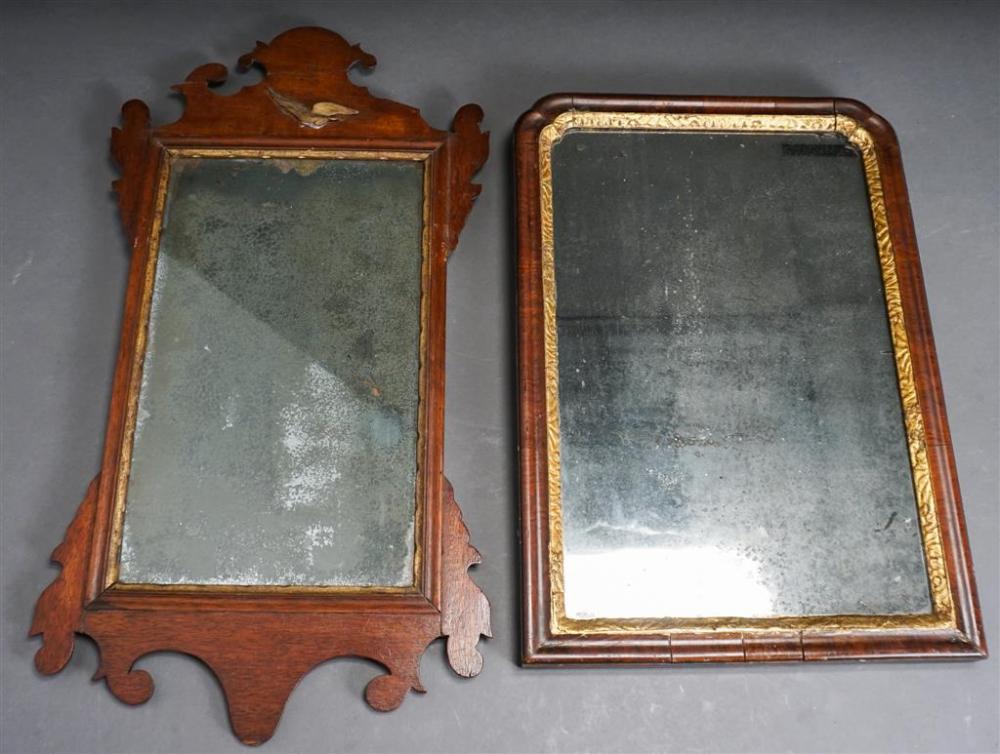 TWO MAHOGANY FRAME MIRRORS,