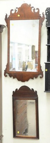 TWO MAHOGANY MIRRORS, QUEEN AN