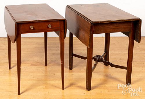 TWO MAHOGANY PEMBROKE TABLES, CA.