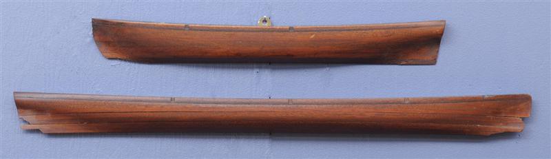 TWO MAHOGANY SHIP'S HALF HULLS