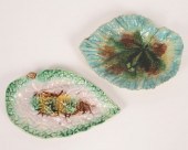 Two Majolica begonia leaf pick