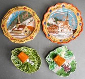 TWO MAJOLICA 'GAMBLING' VIDE P
