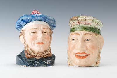 Two Majolica Men's Heads; One a