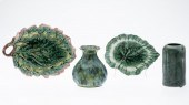 TWO MAJOLICA PIECES AND TWO CE