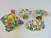 TWO MAJOLICA STYLE CAKE STANDS