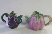 TWO MAJOLICA STYLE CERAMIC TEA