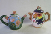 TWO MAJOLICA STYLE FLOWER AND
