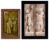 TWO MAJOLICA TILES LATE 19TH/E