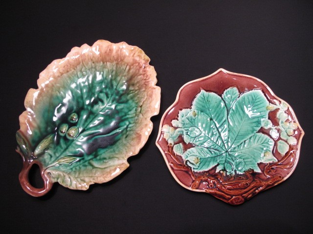 Two Majolica trays. One bread