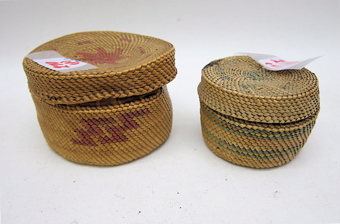 TWO MAKAH INDIAN ROUND COVERED