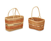TWO MAKAH POLYCHROME BASKETS<b