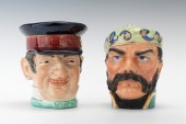 Two Male Head Tobacco Jars One