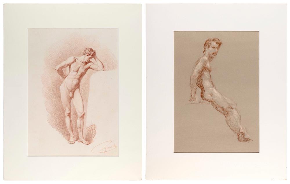 TWO MALE NUDE STUDIES BOTH MATTED