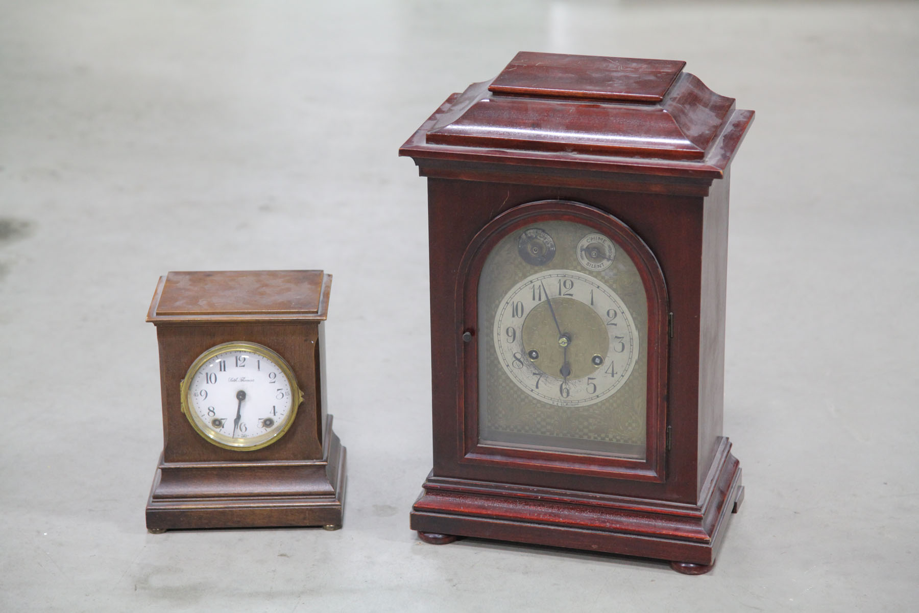TWO MANTLE CLOCKS.  German and