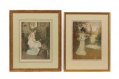 TWO MANUEL ROBBE AUQATINTS, LA
