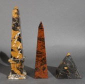 TWO MARBLE OBELISKS AND A PYRA