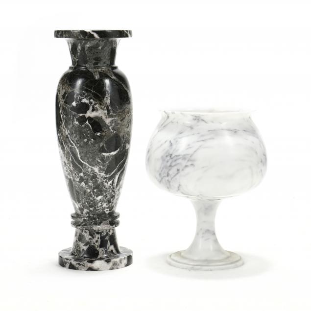 TWO MARBLE VASES 20th century, each