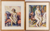 TWO MARIAN HARRIS WATERCOLOR F