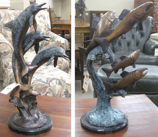 TWO MARINE BRONZE SCULPTURES: