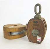 TWO MARINE OAK AND STEEL PULLE