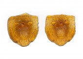 TWO MARIO VILLA CUT GLASS LION