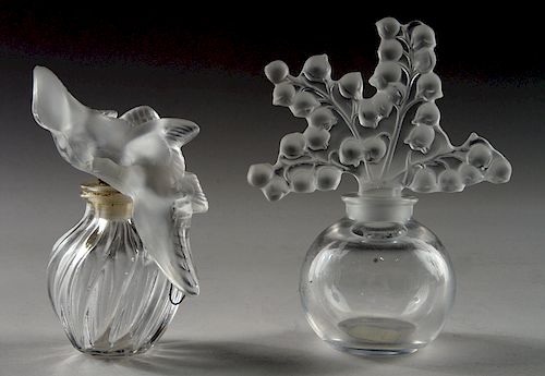 TWO MARKED LALIQUE CRYSTAL