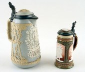 TWO MARKED LIDDED BEER STEINS
