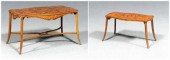 Two marquetry inlaid satinwood