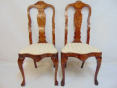 TWO MARQUETRY INLAID SIDE CHAI