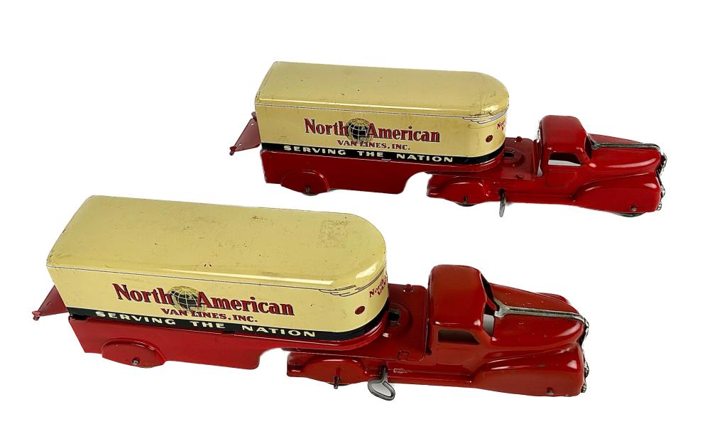 TWO MARX DELUXE TIN WIND-UP TRAILER