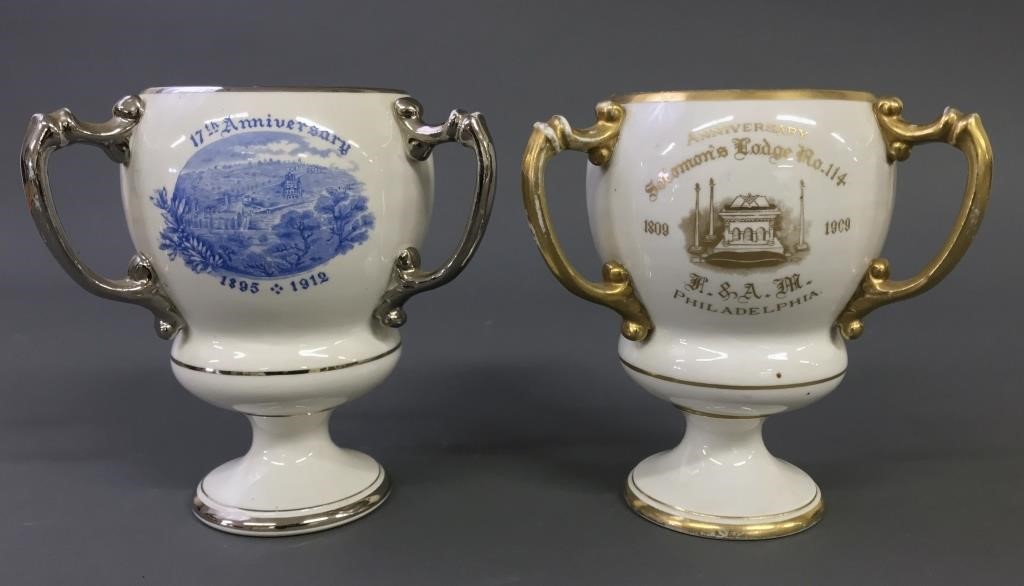 Two masonic porcelain loving