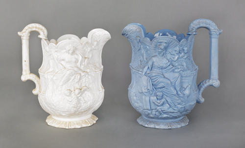 Two massive Parian water pitchers