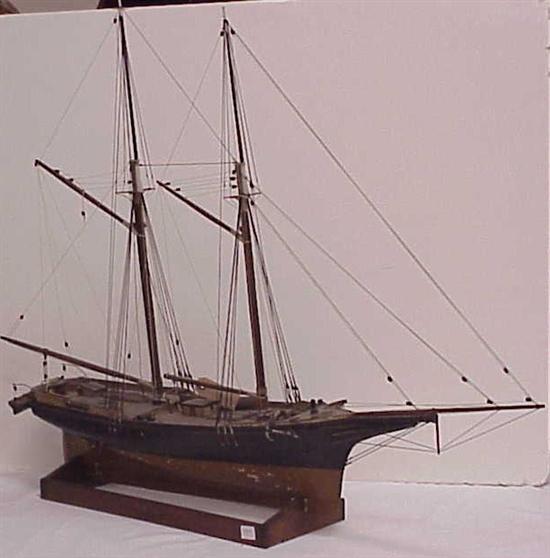 Two masted wooden hull ship