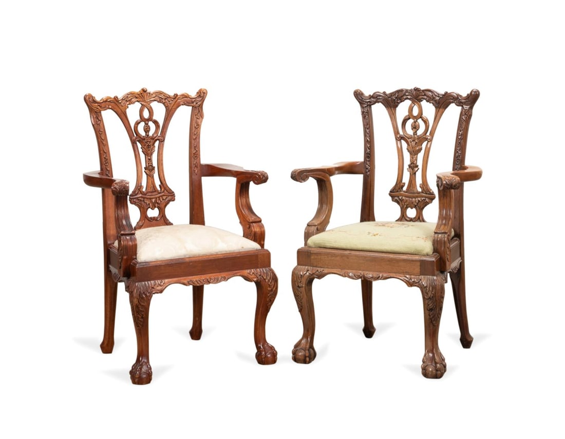 TWO MATCHED CHIPPENDALE STYLE